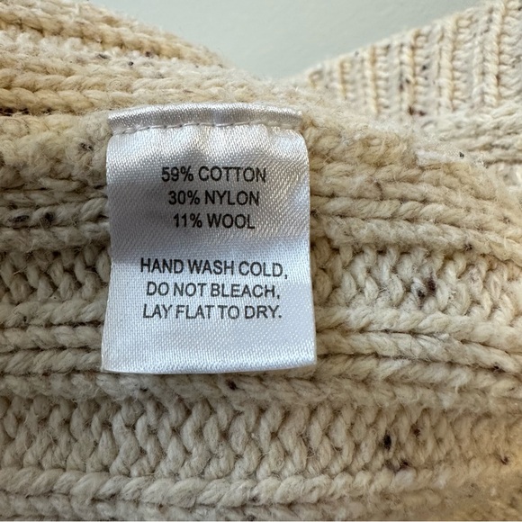 LOFT Wool Cotton Beige Chunky Cable Knit Cardigan Sweater Duster Vest - Picture 5 of 7